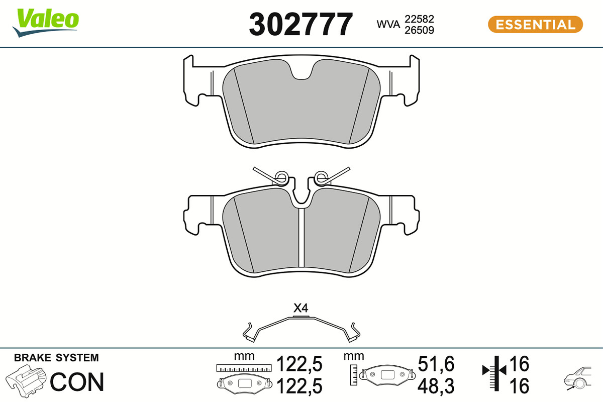 Kit pastiglie freno, Freno a disco - 302777 VALEO